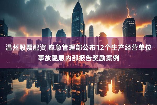 温州股票配资 应急管理部公布12个生产经营单位事故隐患内部报告奖励案例
